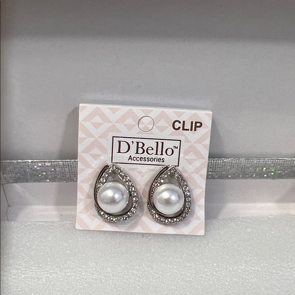D’Bello Jewelry - Fashion CZ & Pearl Clip Earrings
